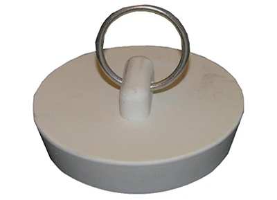 Sink Stopper, White Hollow Rubber, 1-1/2 to 1-5/8 In. Drain