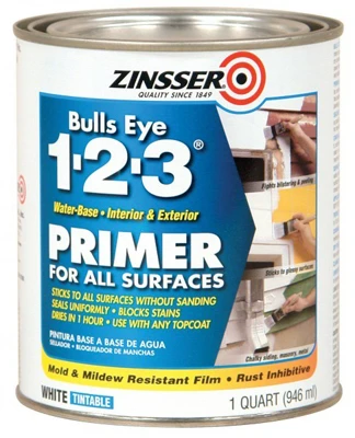 Bulls Eye 1-2-3 Primer Sealer & Stain Killer, White, 1 Qt.