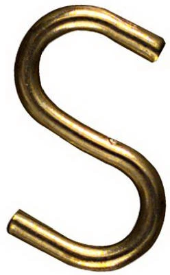 Open S Hook, Brass, 1 In., 3-Pk.