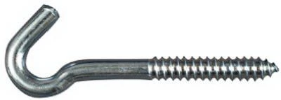 Screw Hook, Zinc, 3/8 x 4-1/2 In.