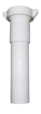 Lavatory Drain Extension, White PVC, 1-1/4 In. Tube x 6 In.