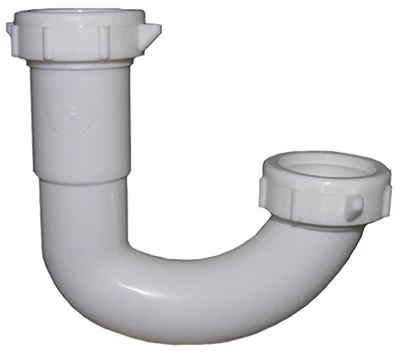 LARSEN Lavatory Drain Sink J-Bend, White PVC, 1.25 x 1.25-In.