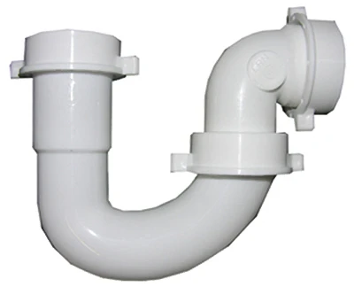 Lavatory/Kitchen Wall Drain Repair Trap, White PVC, 1-1/4 - 1-1/2 In. Tube