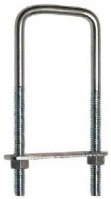 U Bolt with Plate & Hex Nuts, #533 Zinc, Square, 5/16 x 2 x 3 In.