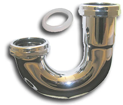 Kitchen Drain J-Bend, Chrome-Plated Brass, 1-1/2 In. O.D.
