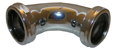 Pipe Fitting, Ell, 45-Degree, Slip Joint Elbow Ends, Chrome-Plated Brass, 1-1/2 In.