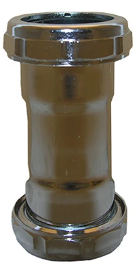 Slip Joint Both Ends, Chrome Plated Brass, 1-1/4 In.