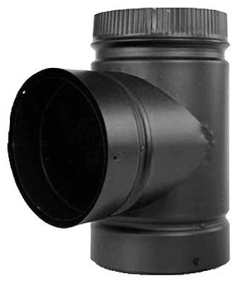 Dsp Double Wall Stove Pipe, 8-inch Tee With Cap - Matte Black Finish