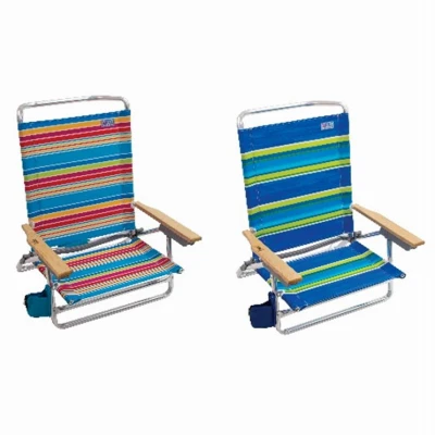 Deluxe 5-position Sand Chair With Wood Arms In Assorted Colors