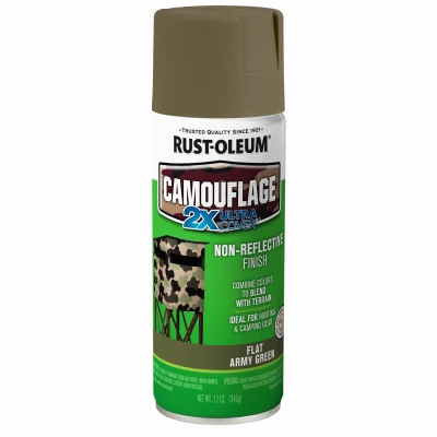 Camouflage 2x Ultra Cover 12 Oz. Flat Spray Paint, Army Green