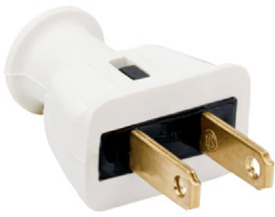 Pass and Seymour White Rubber Construction Plug, 2-Pole 2-Wire, NEMA 1-15P, 15 Amp 125 Volt