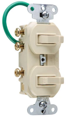 Pass and Seymour Grounding Single-Pole and Three-Way Switch, 15 Amp, 125 Volt, Ivory
