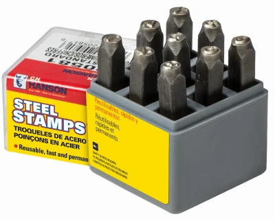 Number Stamp Set, Steel, 1/4 In., 9-Pc.