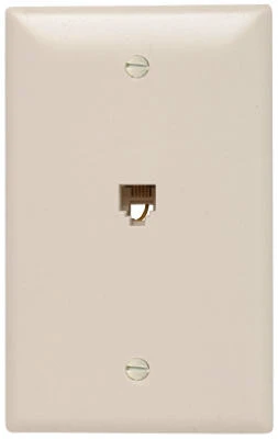 Pass & Seymour 1-gang Modular Telephone Jack Wall Plate, Light Almond, Model Tpte1lacc12