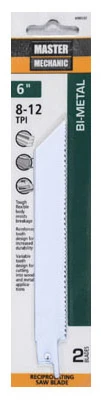 Reciprocating Saw Blades, 6 In., 8/12-TPI, Bi-Metal/Cobalt, 2-Pk.