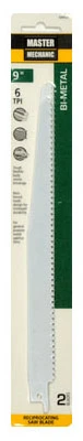 Bi-Metal/Cobalt Reciprocating Saw Blade, 9 In., 6-TPI, 2-Pk.