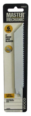 Reciprocating Saw Blades, 6 In., 6-TPI, Bi-Metal/Cobalt, 2-Pk.