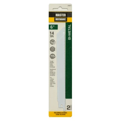 Reciprocating Saw Blades, 6 In., 14-TPI, Bi-Metal/Cobalt, 2-Pk.