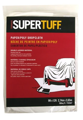 SuperTuff Paper/Plastic Drop Cloth, 9 x 12-Ft.