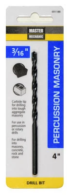 3/16 X 4-inch Percussion Masonry Drill Bit - Carbide Tipped