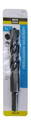 Percussion Masonry Drill Bit with Carbide Tip, 0.75 Inch Diameter by 6 Inch Length