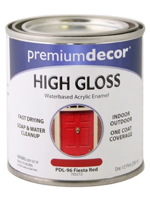 Premium Decor Fiesta Red Gloss Enamel Paint, Half Pint