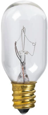 Clear Tubular Appliance Light Bulb, 15 Watts, Standard Base