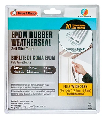 FROST KING Extreme Weatherseal Tape, 9/16W x 5/16-In. T x 10-Ft.
