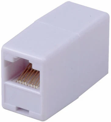 White In-Line Coupler for Cat5 and Cat6 Ethernet Cables