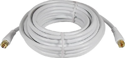 RG6 Coaxial Cable With F Connectors, White, 25 Ft.
