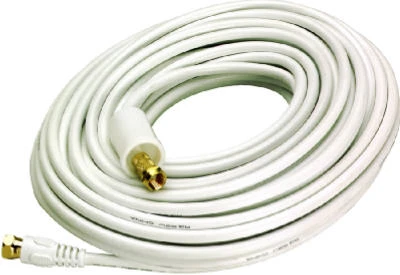 RG6 Coaxial Cable With F Connectors, White, 50 Ft.