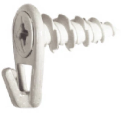 Wall Driller Picture Hooks, White Nylon, Large, 8-Lb., 6-Pk.