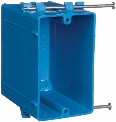 Switch & Outlet New Work Box, Blue PVC, 3-3/4 x 2-1/4 x 3-1/2-In., 22.5-Cu. In.