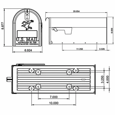Elite Medium Post-Mount Mailbox in Textured Bronze Steel Finish