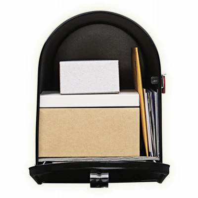 Elite Large Post-Mount Mailbox in Black Steel Construction