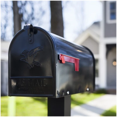 Elite Large Post-Mount Mailbox in Black Steel Construction