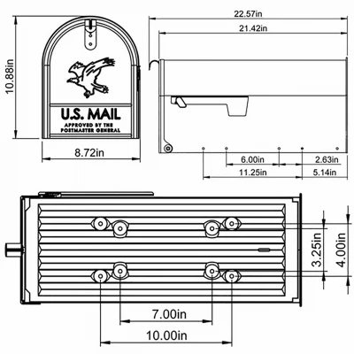 Elite Large Post-Mount Mailbox in Black Steel Construction
