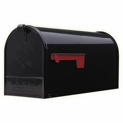 Elite Post-Mount Mailbox, Large, Black Steel