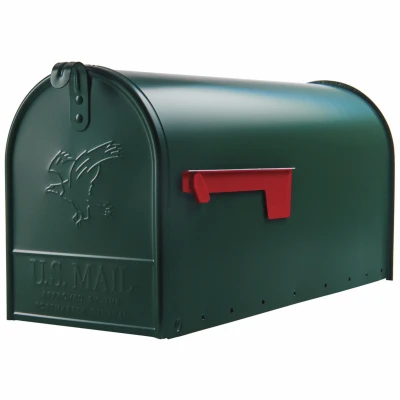 Elite Post-Mount Mailbox, Large, Green Steel