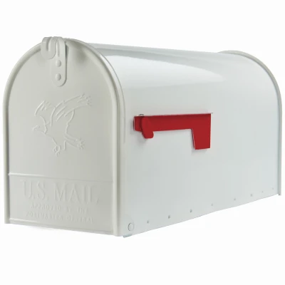 Elite Post-Mount Mailbox, Large, White Steel