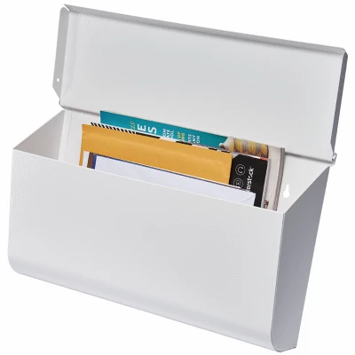Woodlands Medium Horizontal Wall-Mount Mailbox in White Steel
