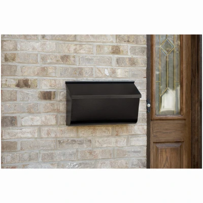 Woodlands Extra Large Wall-Mount Mailbox in Black Steel Finish