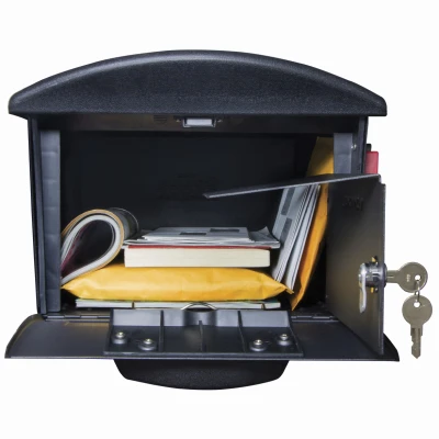 Large Locking Post-Mount Mailbox in Black Durable Plastic