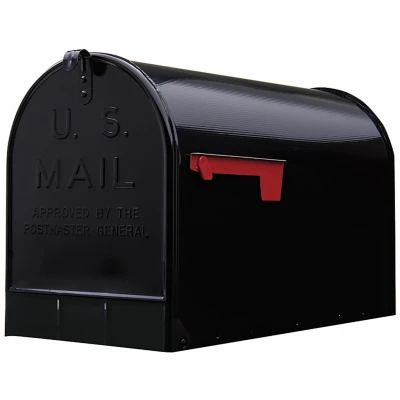 Stanley Post-Mount Mailbox, XL, Black Steel