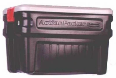 Action Packer Storage Container, Grey & Black, 24-Gallons