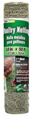 Galvanized Poultry Netting, 1-inch Mesh, 18-inch X 50-feet Roll