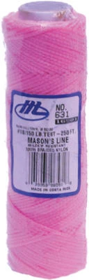 250 Foot Fluorescent Pink Braided Nylon Mason Line for Masonry and Construction