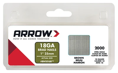 Brad Nails, Brown, 18 Gauge, 1-In., 2,000-Ct.