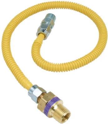 Gas Connector, 1/2 x 3/8 x 3/8 Male/Female/Male x 24-In.