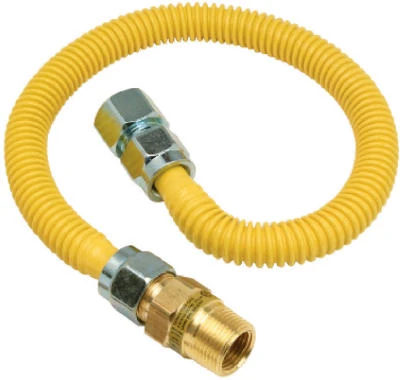 Gas Connector, Coated Stainless Steel, 48-In., 1/2-In. I.D., 5/8-In. O.D.